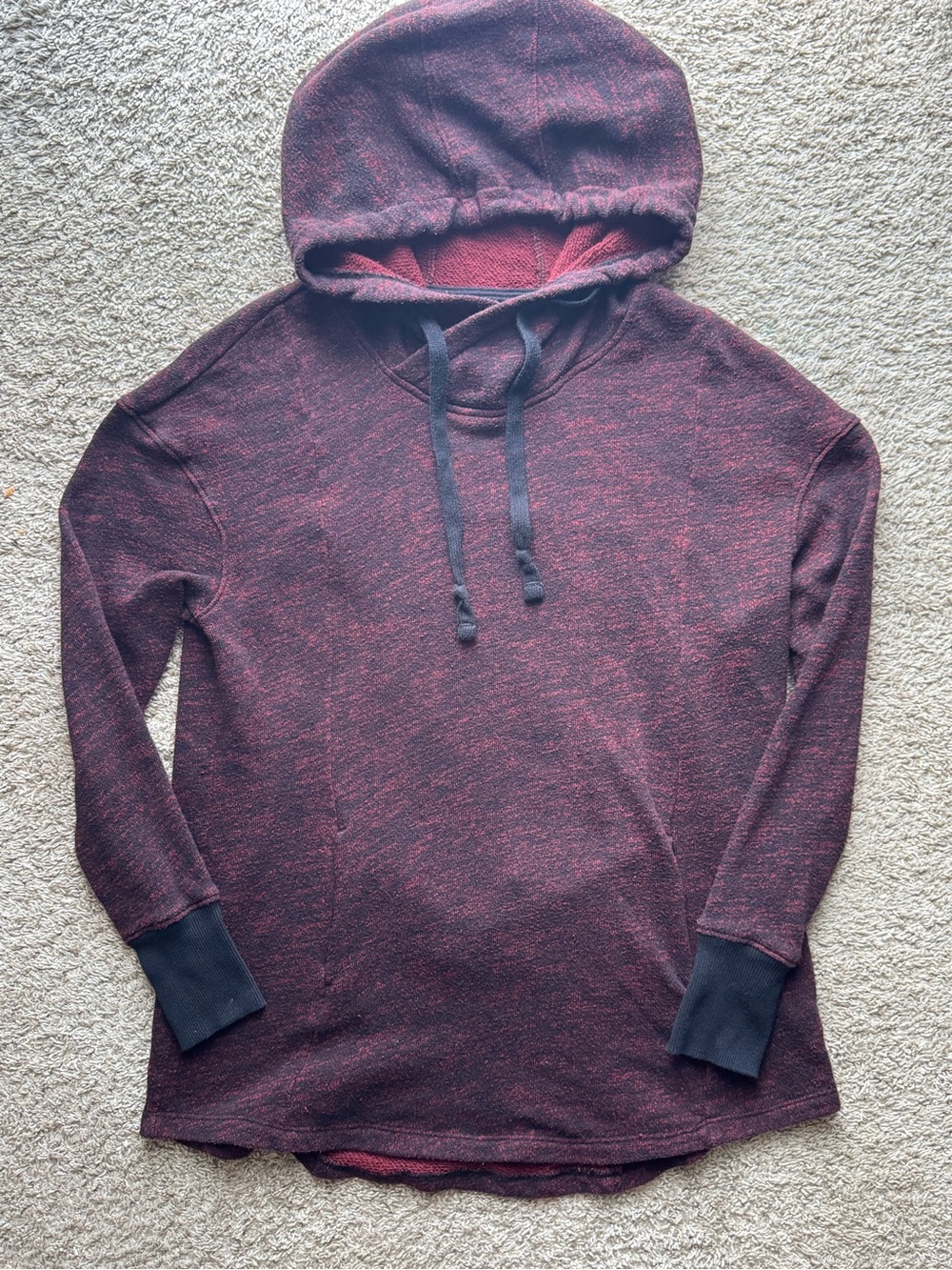 Mossimo Supply Co Burgundy Marled Pullover Hoodie Women’s Small Thumb Holes